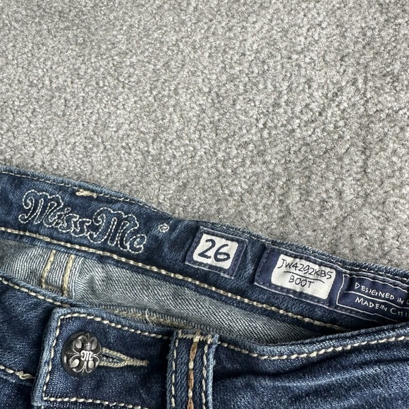 Miss Me Jeans Women's 28" Blue Boot Cut Cow Print Western Preppy Y2K Skater 2000 - Picture 6 of 9